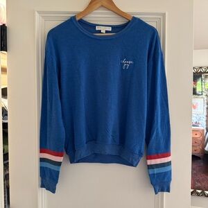 Blue rainbow Change Graphic Sweater “choose joy” small